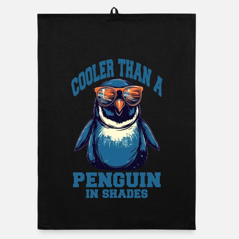 Cool penguin with sunglasses Organic dish towel