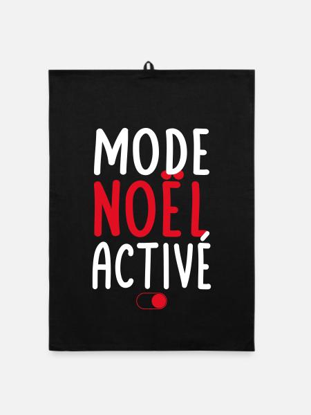 Mode Noël activé - Idée cadeau - Torchon bio - noir - Devant