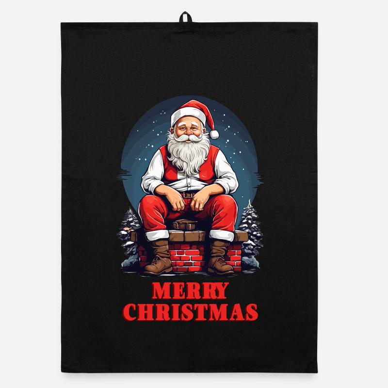 Santa Claus on chimney Organic dish towel