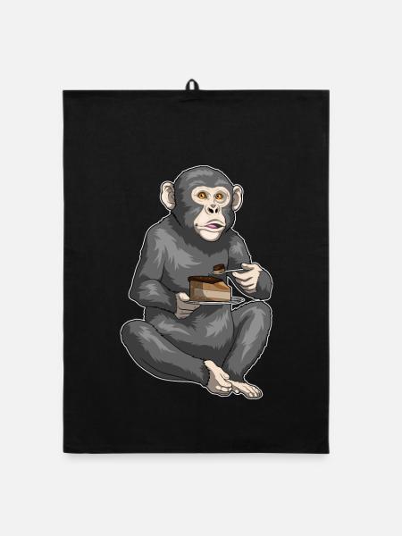 Monkey Cake - Organic dish towel - black - Front