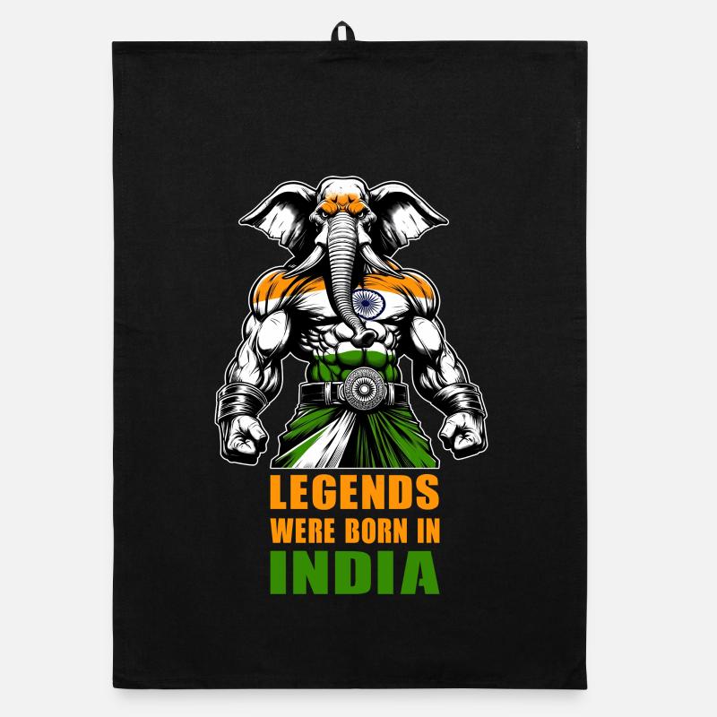 Motif de légendes d'éléphants d'Inde Torchon bio