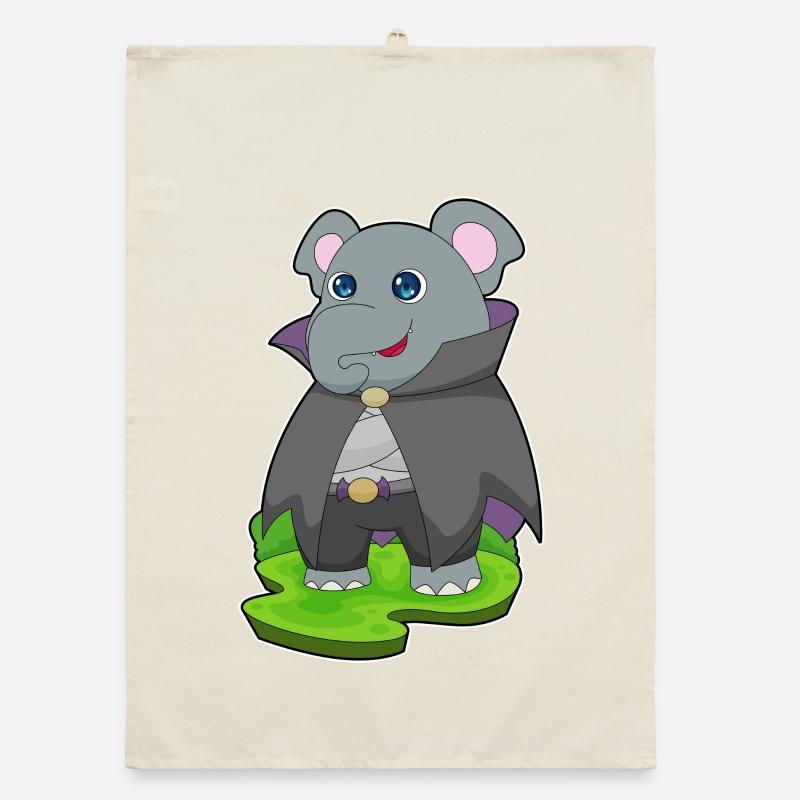 Elefant Halloween Vampir Organic Geschirrtuch