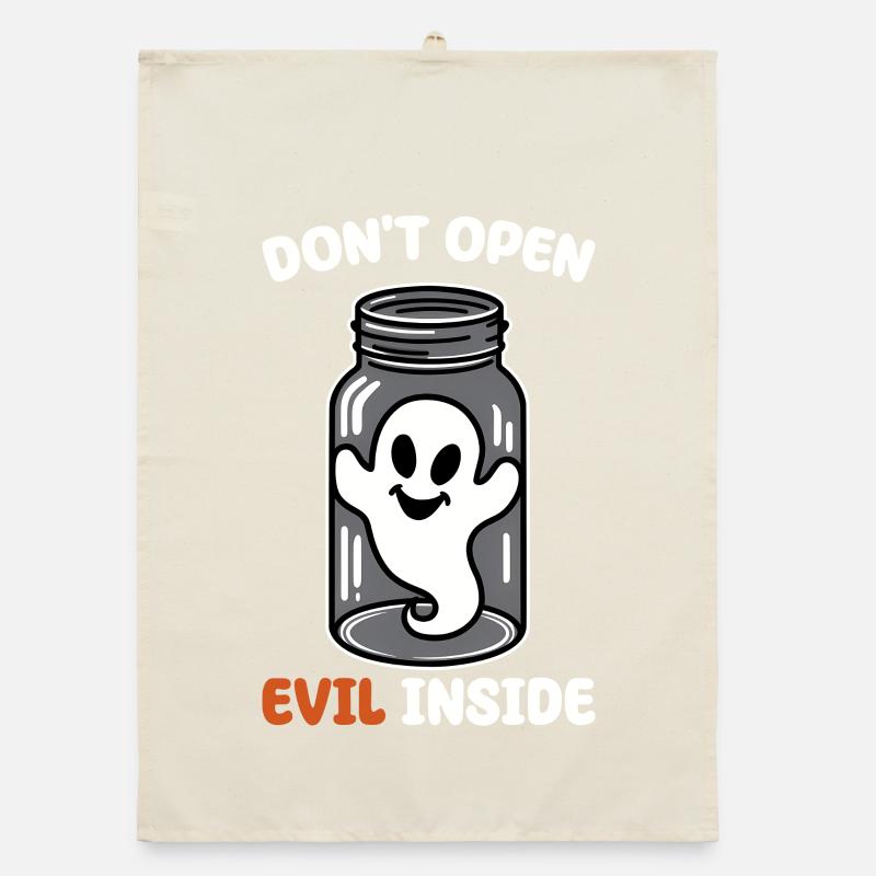 Don't open it – evil in it! Funny ghost design Organic dish towel