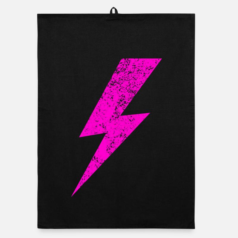 Bright Pink Lightning Motif Organic dish towel