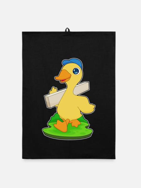 Ente Tischler Holz Handwerk - Organic Geschirrtuch - Schwarz - Vorne