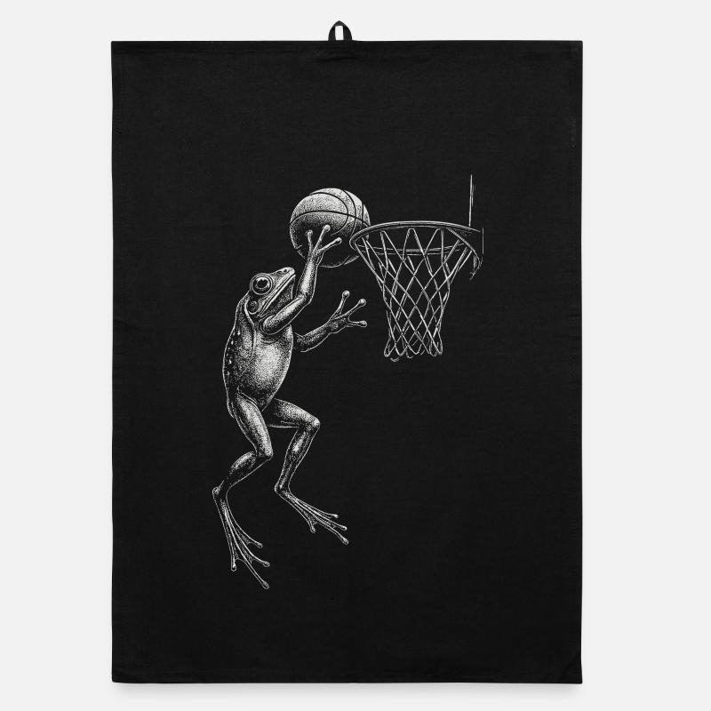 Drôle de grenouille de basket-ball Torchon bio