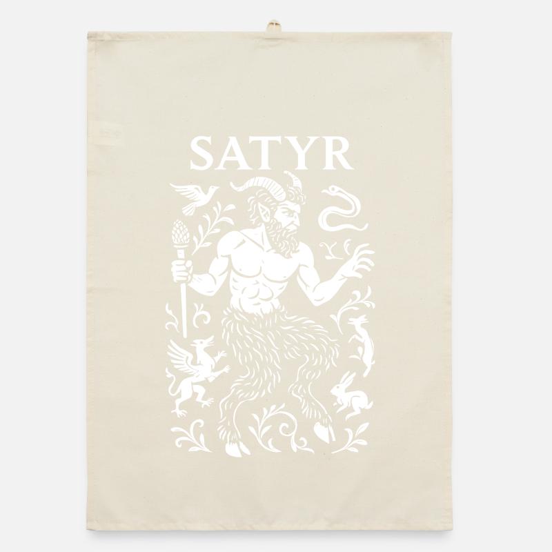 Mythischer Satyr mit botanischen Motiven Organic Geschirrtuch