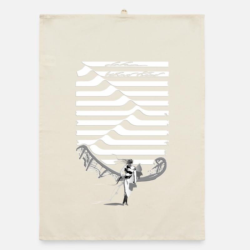 Silhouette Wave Rider noir et blanc Torchon bio