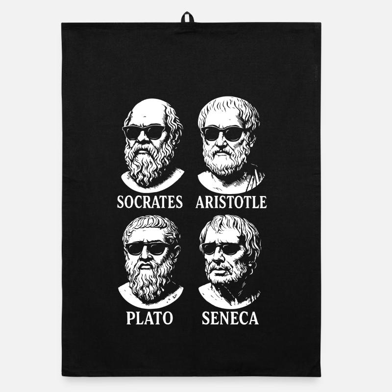 Griechisches Philosophenquartett mit Sonnenbrille Organic Geschirrtuch