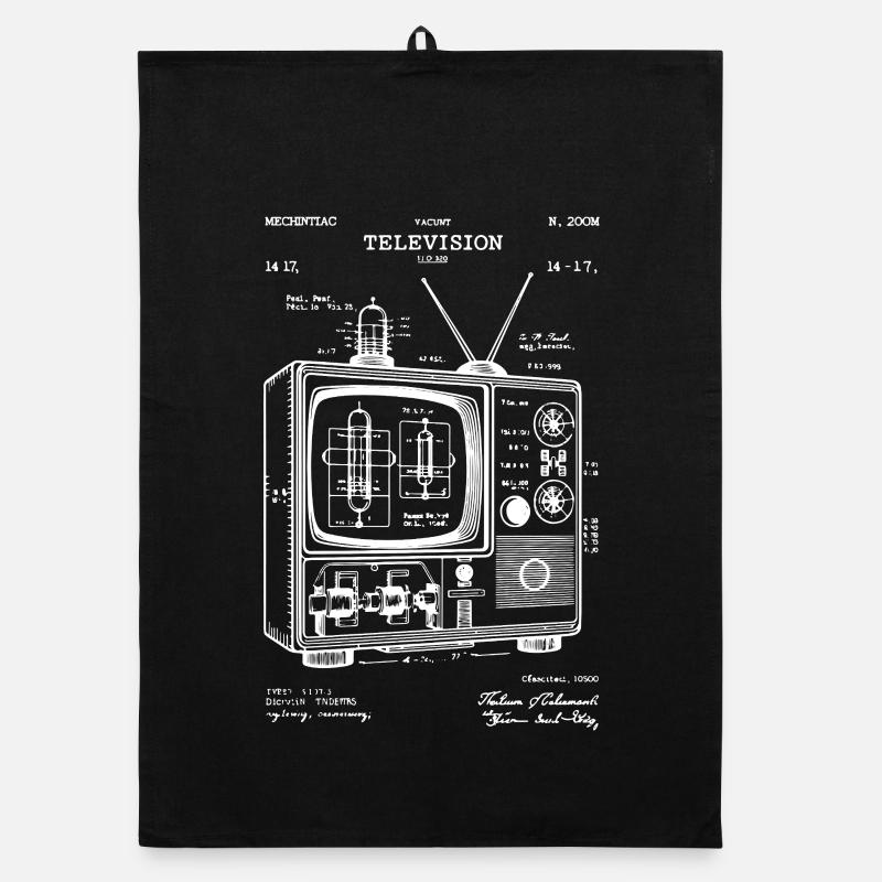 Vintage Télévision Schéma Plan Brevet Art Torchon bio