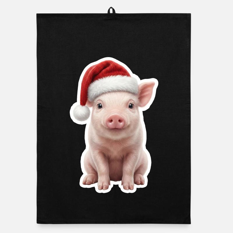 Ferkel macht Grunz - Weihnachts-Schwein Organic Geschirrtuch