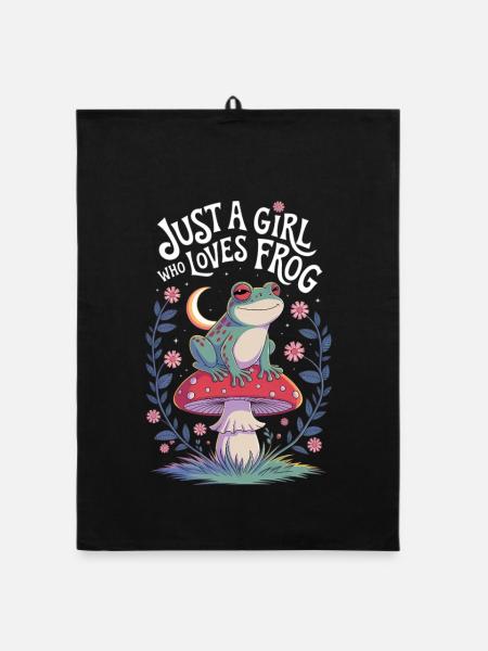 Just a girl who loves frog - Organic dish towel - black - Front