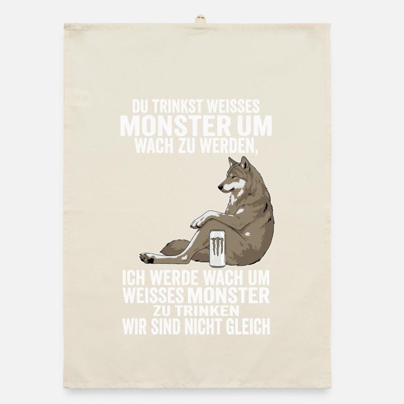Funny White Monster Wolf We Are Not The Same Organic dish towel