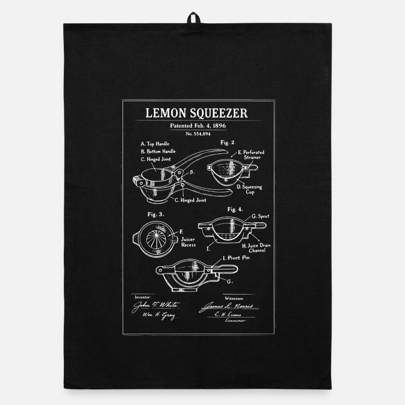 Lemon Squeezer Patent-Skizze Organic Geschirrtuch