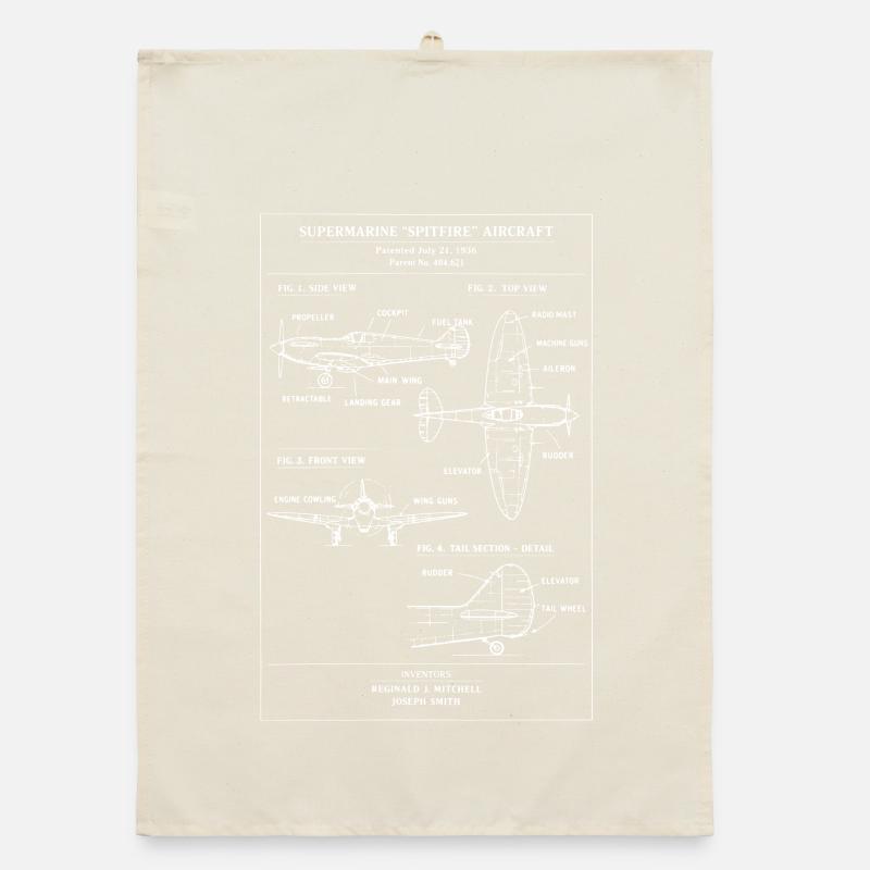 Plan vintage du chasseur Spitfire de la Seconde Guerre mondiale Torchon bio