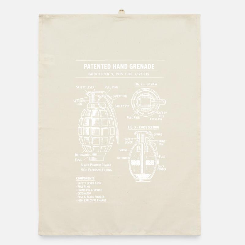 Plan de brevet pour grenade vintage Torchon bio