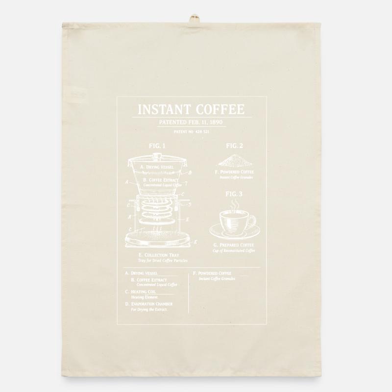 Instant Coffee Blueprint Illustration Organic dish towel