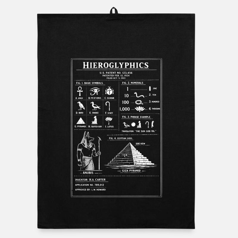 Ancient Hieroglyphs typographic design Organic dish towel