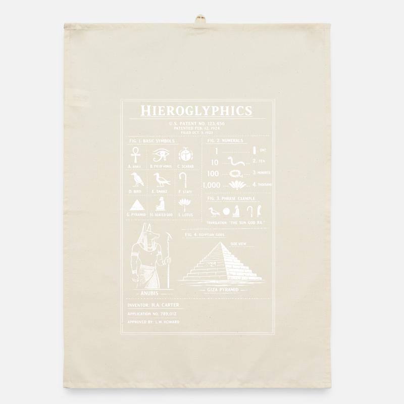 Ancient Hieroglyphs typographic design Organic dish towel