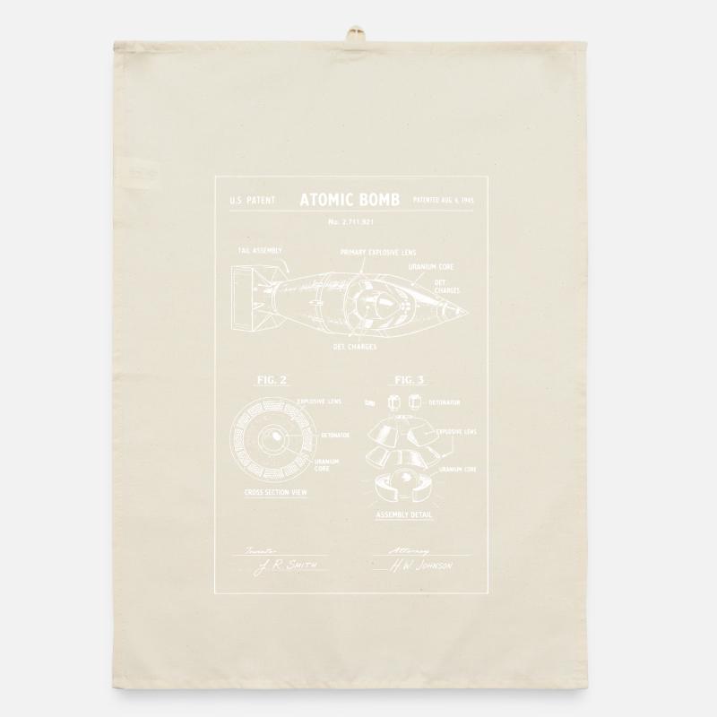 Atomic Bomb Blueprint Sketch Organic dish towel