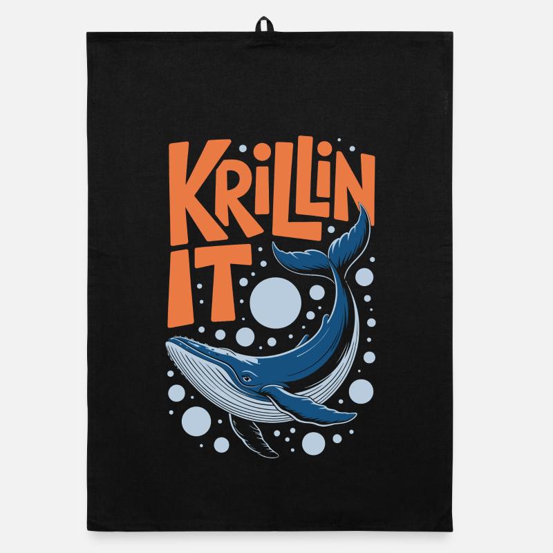 Funny Blue Whale Krillin It Organic dish towel