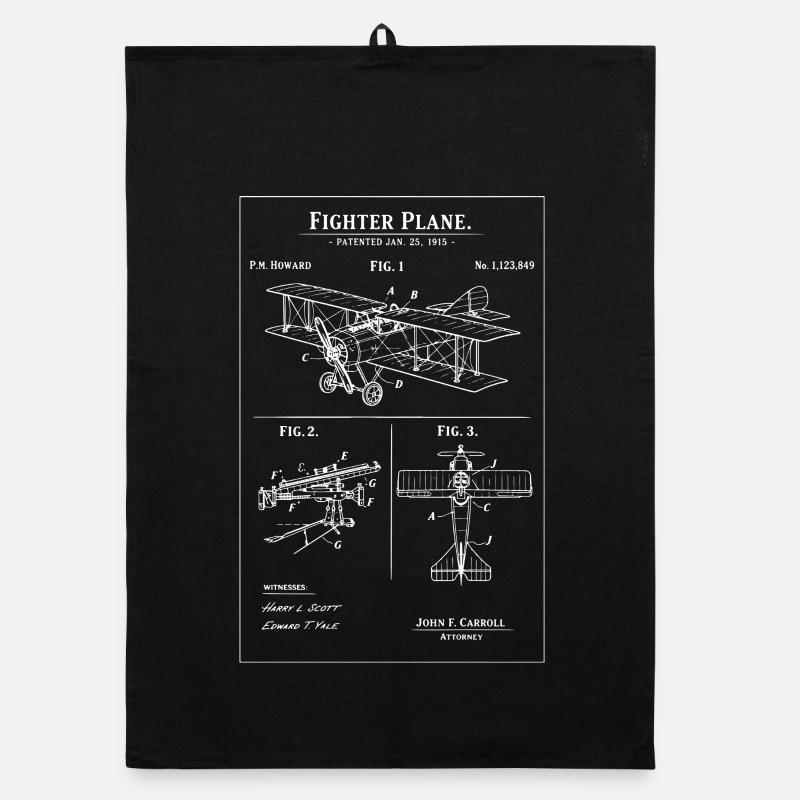 Vintage Biplane Patent Blueprint Organic dish towel