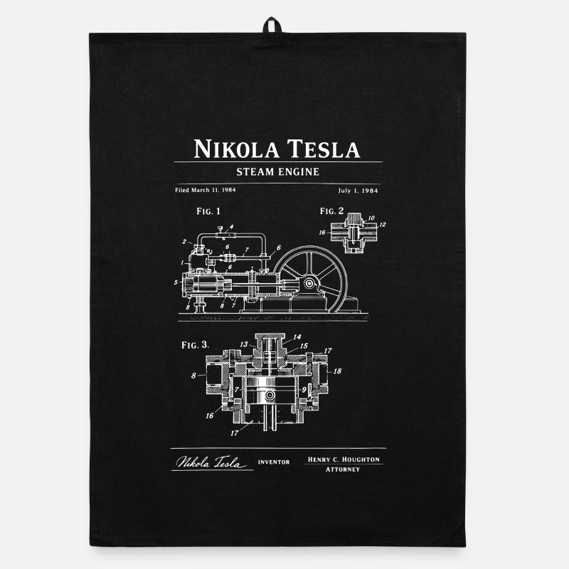 Steam Engine Blueprint Organic dish towel