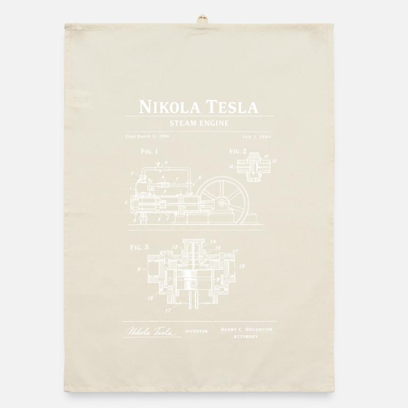 Dampflok-Bauplan Organic Geschirrtuch