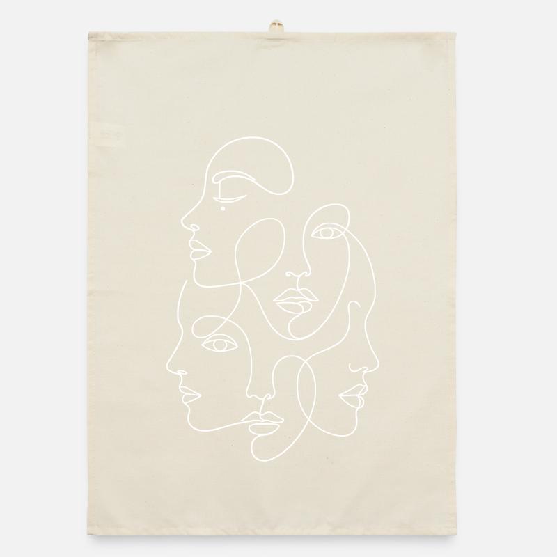 Minimalistische One White Line Multiface Organic Geschirrtuch