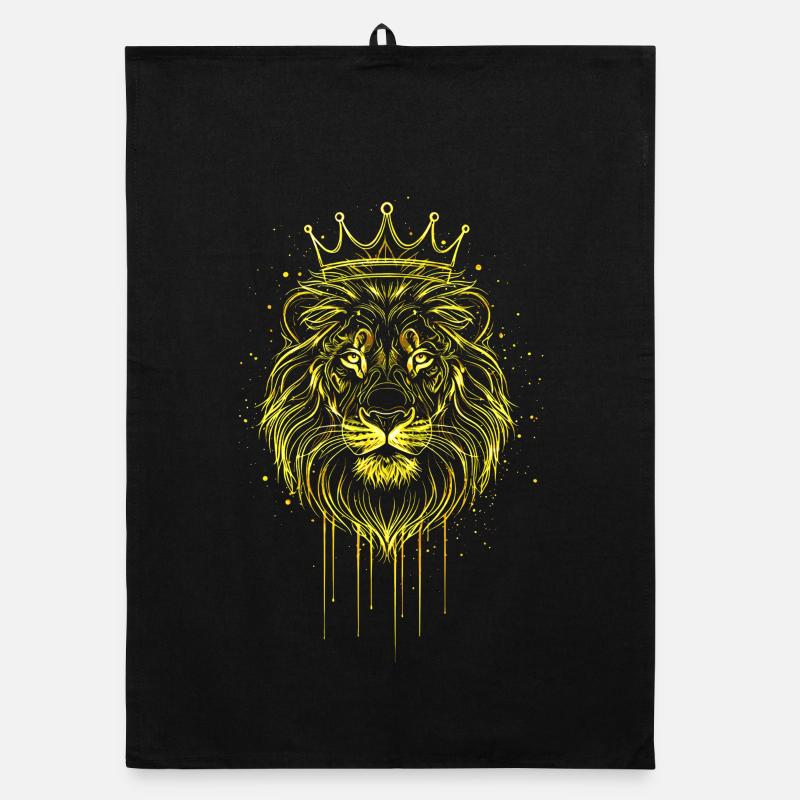 Lion à l’aspect or couronne – Noble Chat de proie Torchon bio