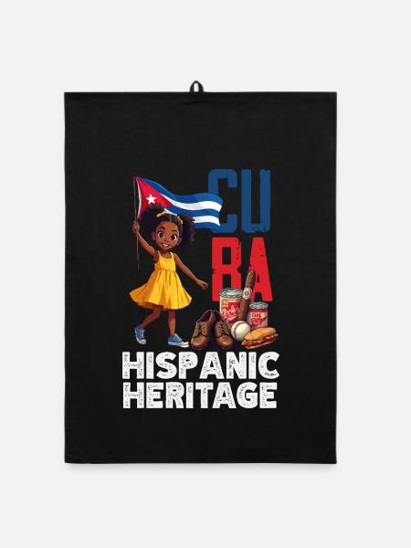 Kuba Stolz & Heimat - Cuba Flagge Design - Organic Geschirrtuch - Schwarz - Vorne