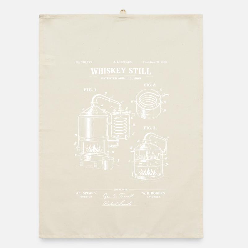 Whiskey Still Blueprint Sketch Organic dish towel