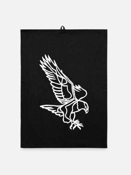 Weißer Adler im Flug - Organic Geschirrtuch - Schwarz - Vorne