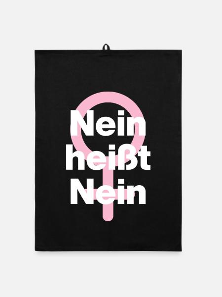 NEIN HEISST NEIN – IMMER! ♀ GIRLPOWER FEMALE POWER - Organic Geschirrtuch - Schwarz - Vorne
