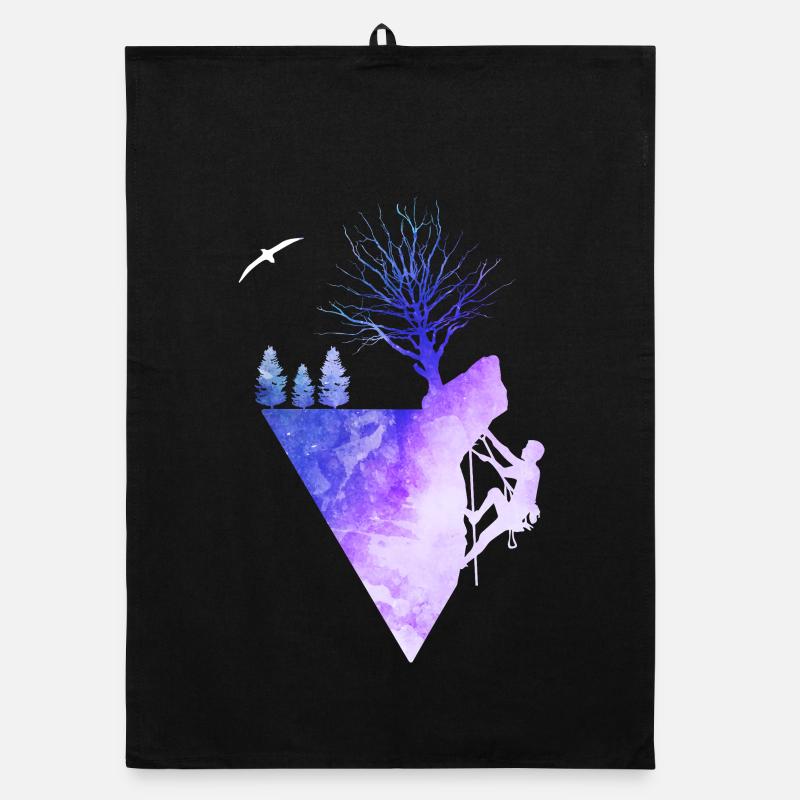 Rock Climbing Nature Watercolor Silhouette Organic Geschirrtuch