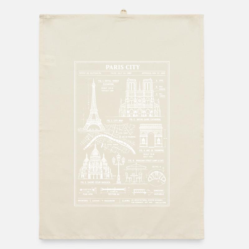 Plan de la silhouette de Paris City Torchon bio