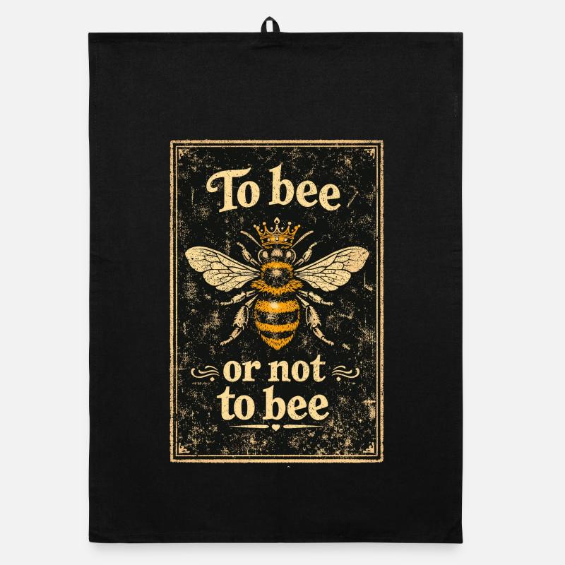 To bee or not to bee – Retro bee with crown Organic dish towel