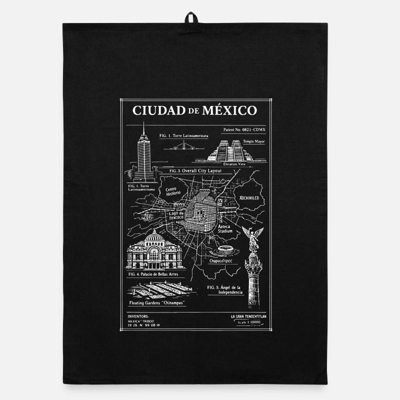 Mexico City Skyline Map Organic dish towel