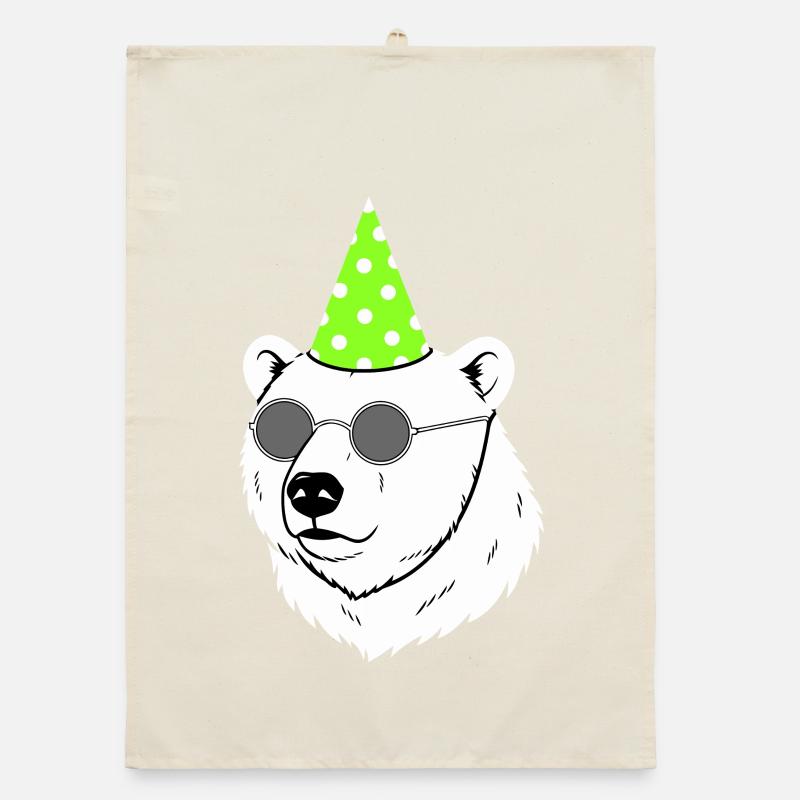 Eisbär Party Sonnenbrille Geburtstag Organic Geschirrtuch