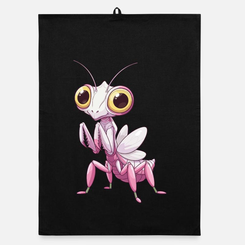 Cute orchid mantis with big eyes Organic dish towel