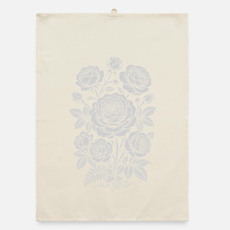 Monochromer Rosen-Silhouetten-Strauß Organic Geschirrtuch