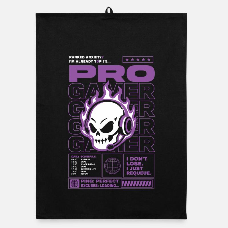 Ranked Anxiety Gamer Skull Design Organic dish towel