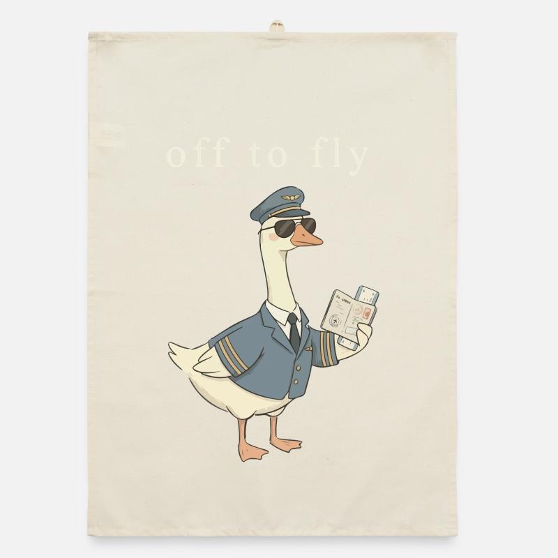 Ente Pilot auf Abflug Organic Geschirrtuch