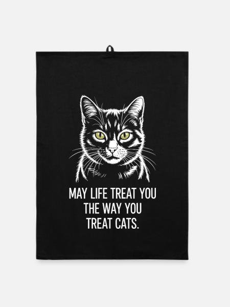 Katze May Life Treat You Cats Katzenmama Katzen - Organic Geschirrtuch - Schwarz - Vorne