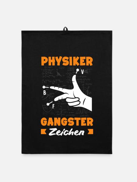 Physiker Gangster Zeichen - Organic Geschirrtuch - Schwarz - Vorne