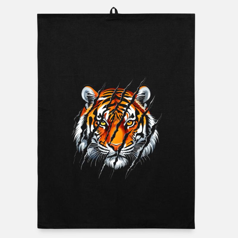 Wild Tiger Head Design - Majestic Big Cat Organic dish towel