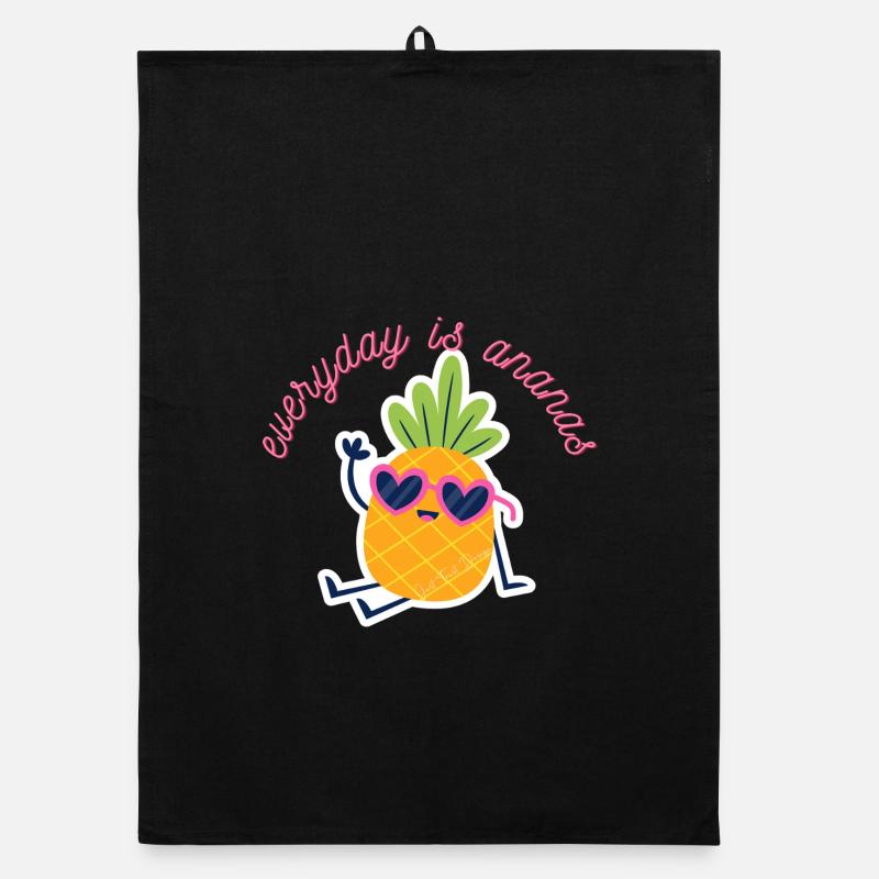 Ananas1 - Organic Geschirrtuch - Schwarz