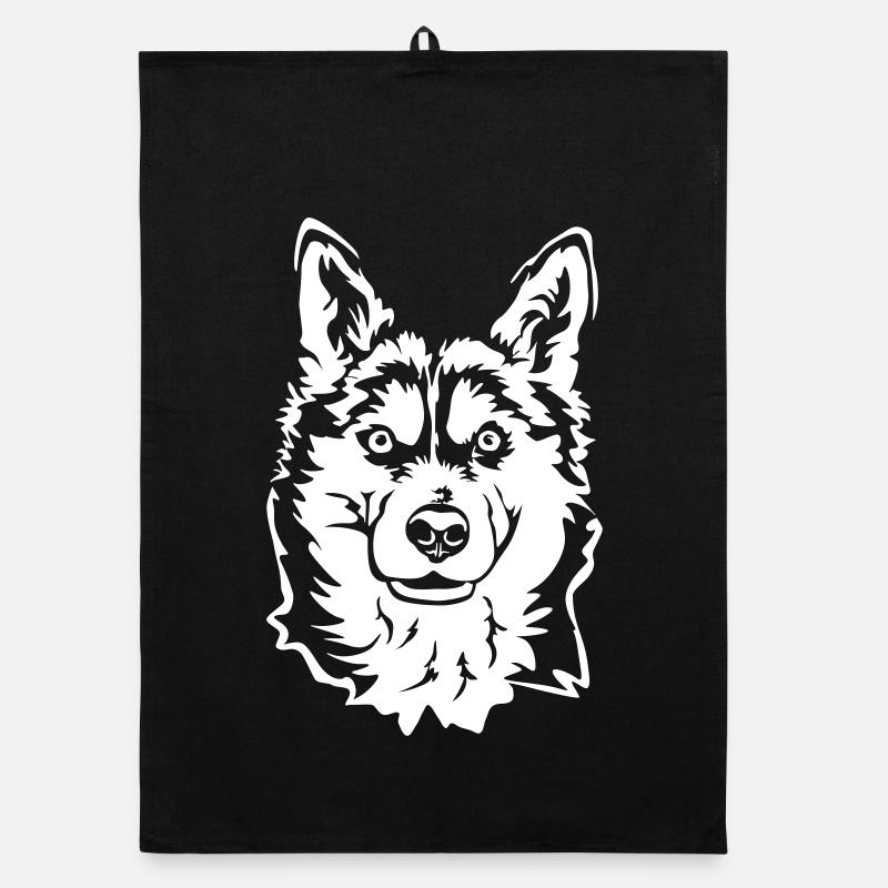 Husky Kopf "Black Edition" Organic Geschirrtuch