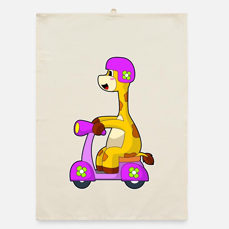 Giraffe Scooter Organic dish towel