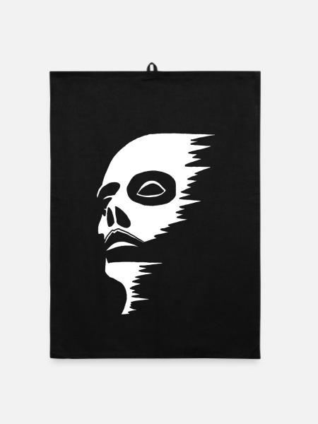 Ghostly face - Organic dish towel - black - Front